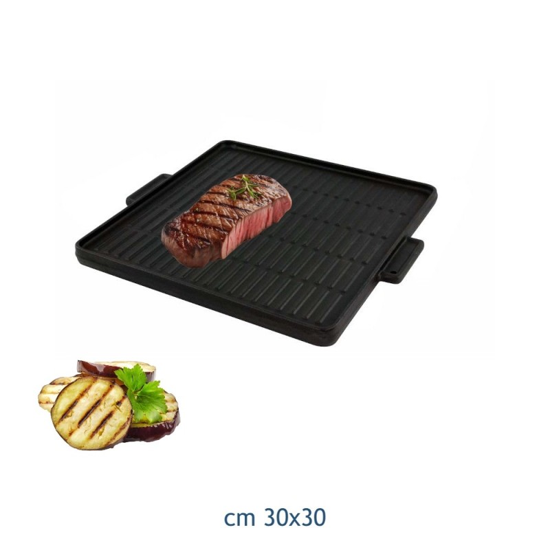 Piastra ghisa smaltata per carne e verdure cm 30x30 ilsa 8000409368093