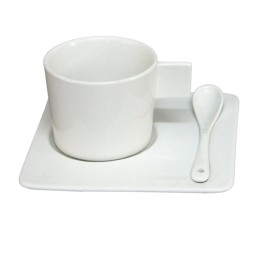 TAZZINE CAPPUCCINO PORCELLANA SQUARE CON PIATTINO 4 Pz