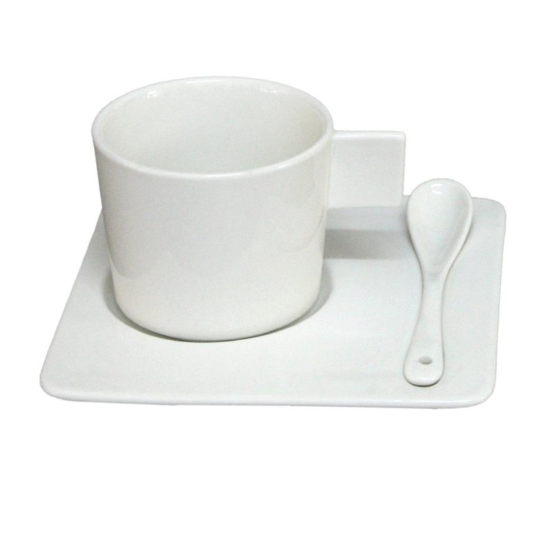 TAZZINE CAPPUCCINO PORCELLANA SQUARE CON PIATTINO 4 Pz