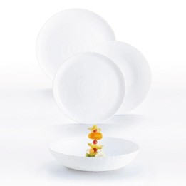 SERVIZIO PIATTI DA TAVOLA IN ARCOPAL Pz 18 AMMONITE WHITE LUMINARC
