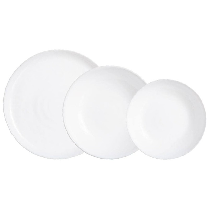 SERVIZIO PIATTI DA TAVOLA IN ARCOPAL Pz 18 AMMONITE WHITE LUMINARC