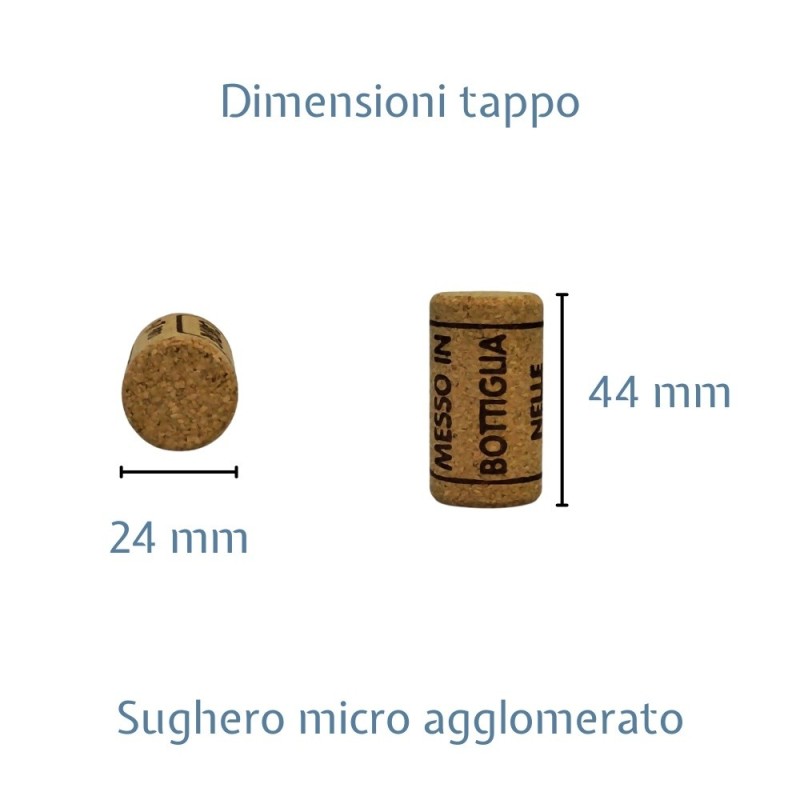 100 Tappi sughero per vino micro 24x44 - 8003241000145