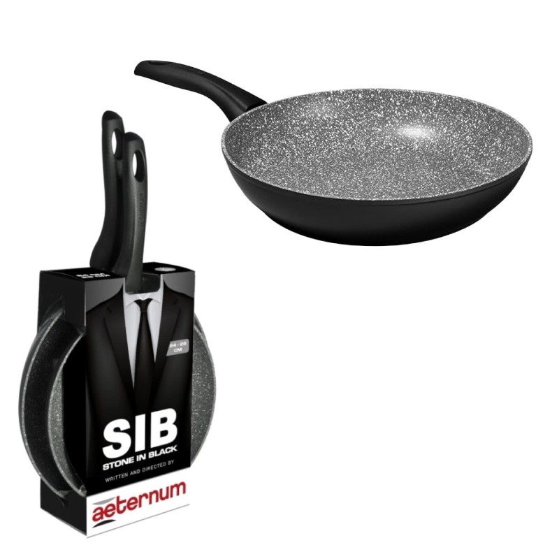 Bis padelle anti aderente Aeternum Stone in black 28 e 32 cm