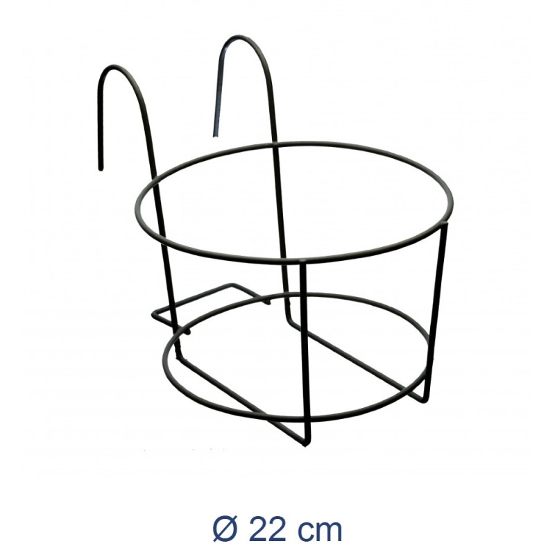 FIORIERA FERRO PORTA VASO ROTONDO CM 22 NERO