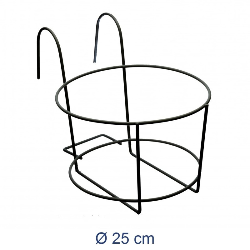 FIORIERA FERRO PORTA VASO ROTONDO CM 25 NERO