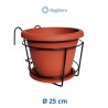 Fioriera in ferro a ganci per balcone completa di vaso in plastica