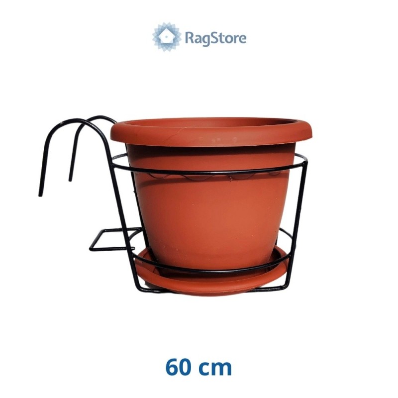 Balconiera ferro per terrazzo con vaso a campana da 25 cm