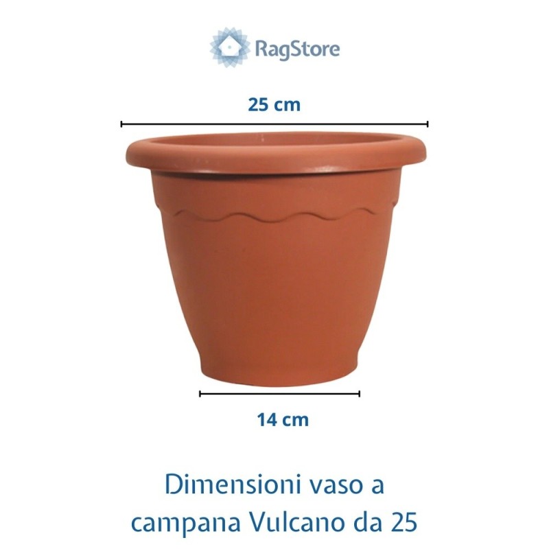Dimensioni vaso per fiori da 25 cm Vulcano