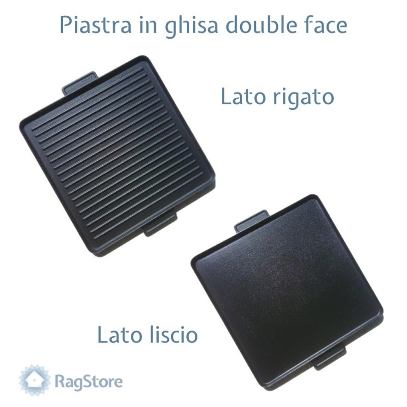bistecchiera in ghisa a doppia faccia cm 30x30 per fornellone