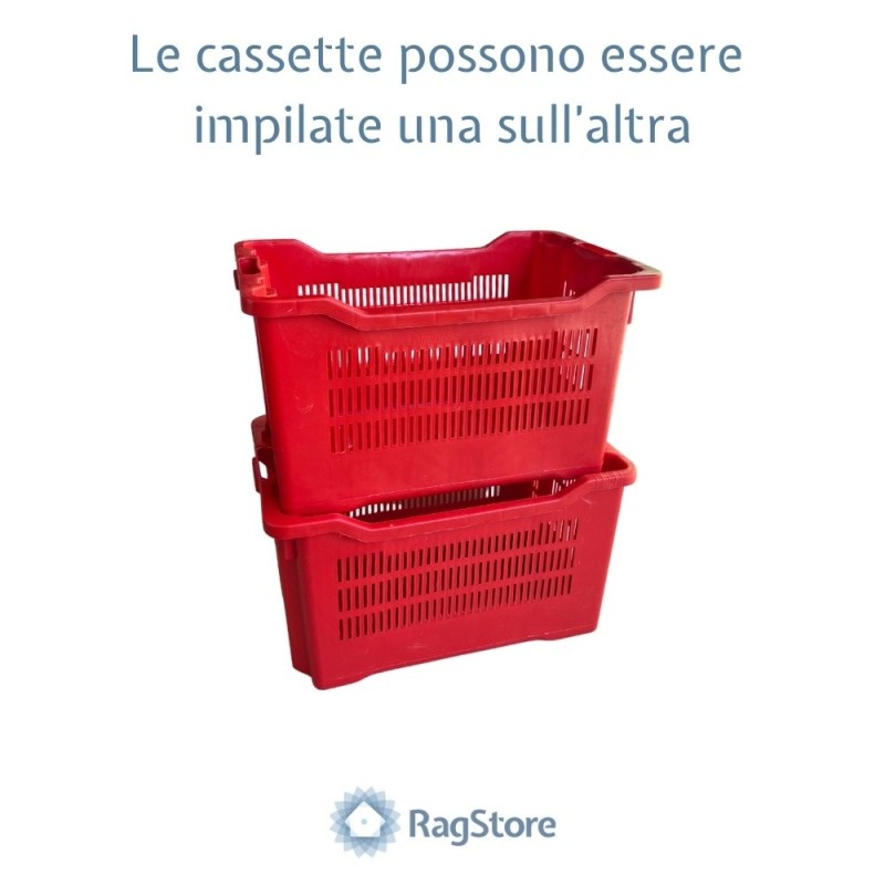 Cassetta per frutta e verdura semi aperta impilabile rossa