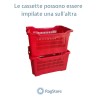 Cassetta per frutta e verdura semi aperta impilabile rossa