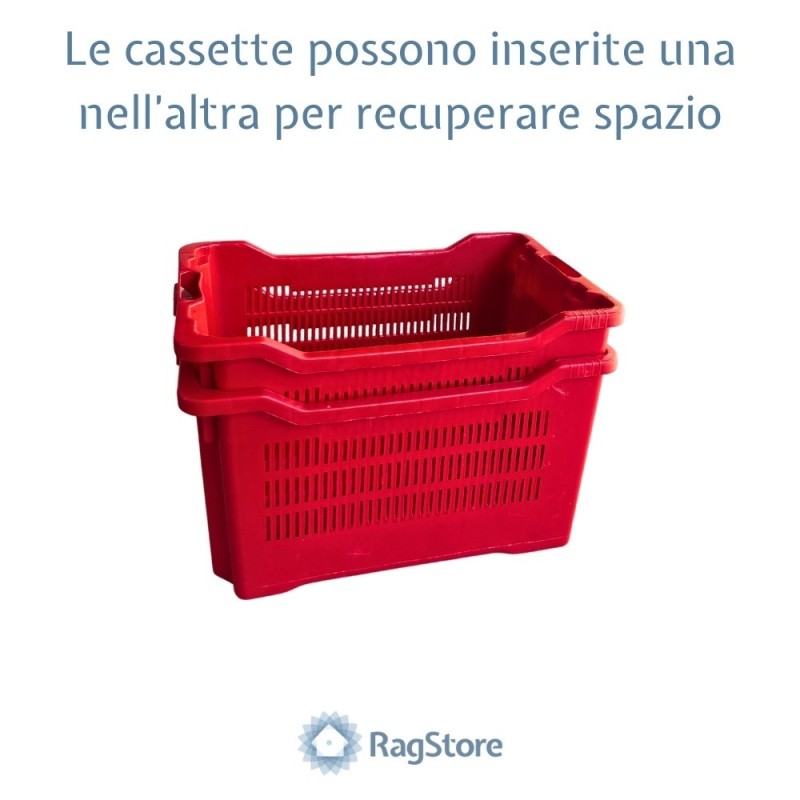 Cesta forata per frutta e ortaggi accatastabile salva spazio rossa