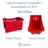 Cassetta per agricoltura con fondo chiuso e pareti aperte rossa