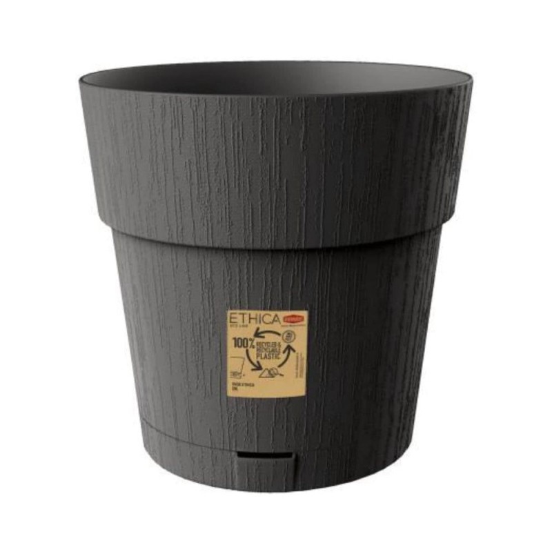 Vaso rotondo in plastica modello Ethica da 25 cm colore Grigio Grafite