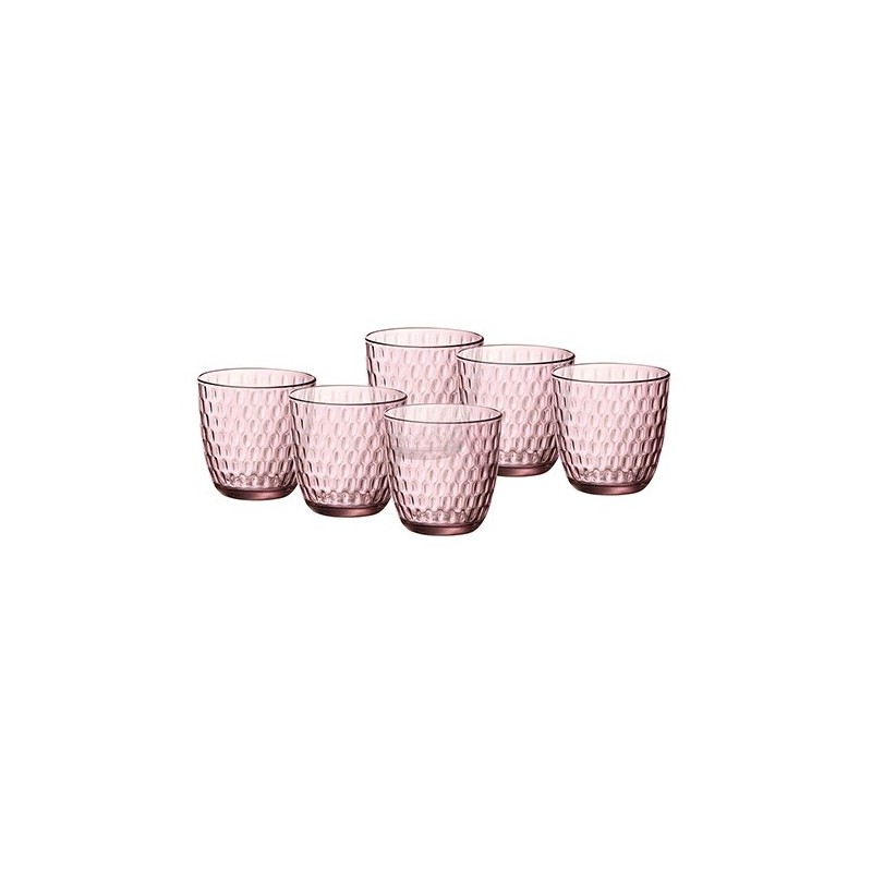 Set 6 bicchieri in vetro colore rosa modello Slot lilac rose