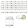 Set 35 barattoli in vetro trasparente da 106 ml completi di tappi bianchi