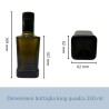 Bottiglia King Quadra 250 ml con tappo Guala, dimensioni e misure tecniche
