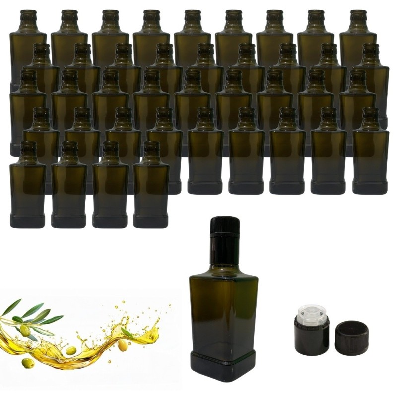 Kit 40 bottiglie King Quadra 250 ml in vetro verde scuro con tappi anti frode