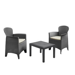 SALOTTO RESINA RATTAN AKITA Pz 3 ANTRACITE