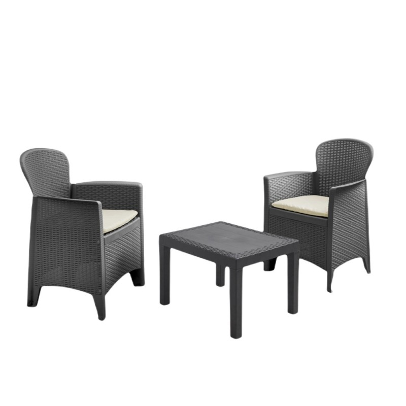 SALOTTO RESINA RATTAN AKITA Pz 3 ANTRACITE