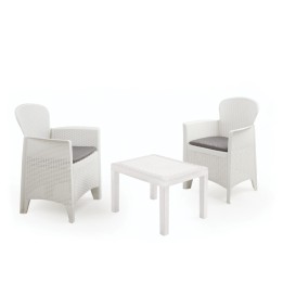 SALOTTO RESINA RATTAN AKITA Pz 3 BIANCO