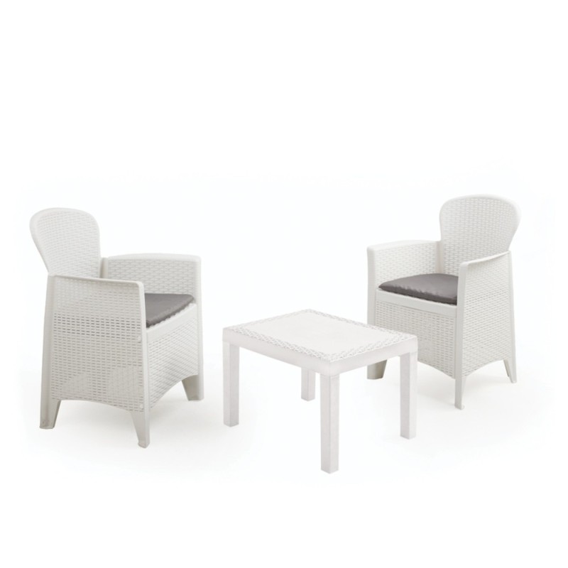 SALOTTO RESINA RATTAN AKITA Pz 3 BIANCO