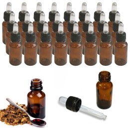 Confezione da 24 boccette in vetro ambrato da 20 ml con contagocce, ideali per oli essenziali, tinture e propoli