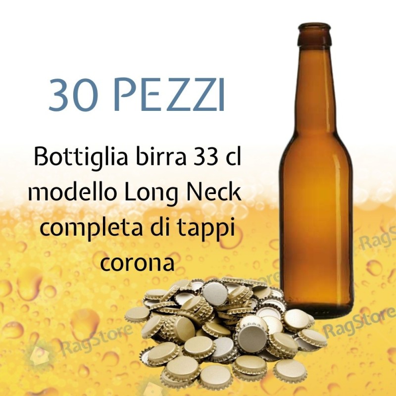 Set di 30 bottiglie nuove per imbottigliamento birra artigianale da 330 ml