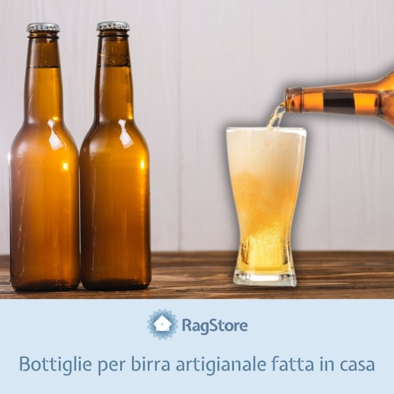 Bottiglie per birra fatta in casa - formato 33 cl colore marrone con tappi corona