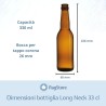 Dimensioni bottiglia birra Long Neck da 33 cl colore ambra marrone RagStore