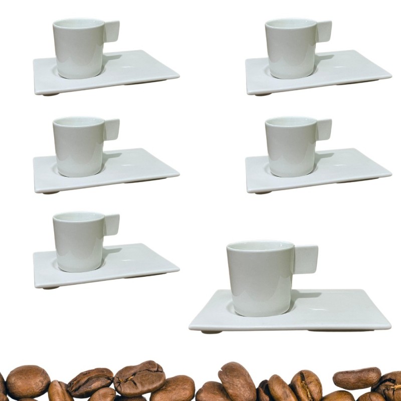 Set 6 Tazzine Caffè con Piattino Zenith in Porcellana Bianca – Eleganza Moderna