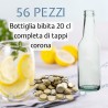 Kit 56 bottiglie vetro 200 ml con tappi corona oro – ideali per succhi e bibite artigianali