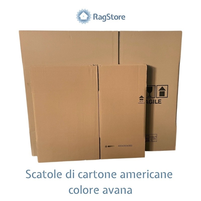 Scatole americane in cartone colore avana dimensioni 60x40x40 e 40x30x30