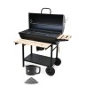 Barbecue a legno da giardino con ruote e mensola