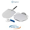 Kit Accessori Pizza a Casa Mia: Pala Alluminio 33cm, Vassoio, Rotella Tagliapizza Inox
