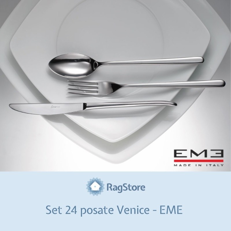 Set 24 pz posate tavola in acciaio inox 18/10 Eme Venice