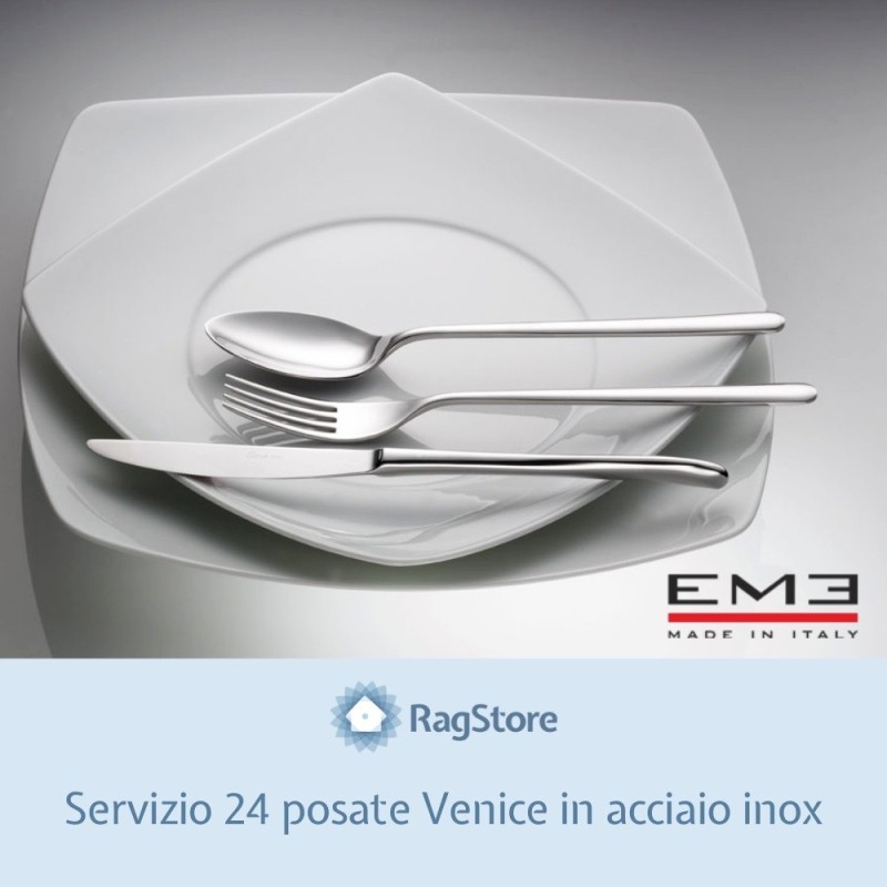 Cofanetto regalo posate in acciaio inox lucido 24 pz Venice Eme
