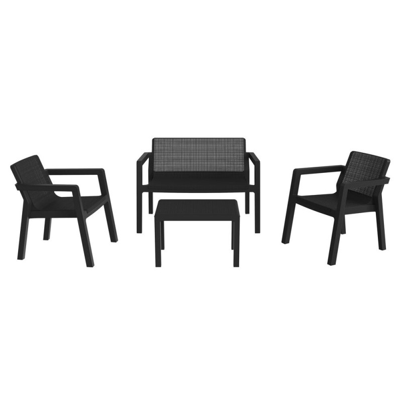 SALOTTO RESINA RIVIERA Pz 4 ANTRACITE