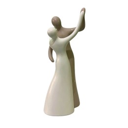 Statuine decorative coppia Ballerini colore Bianco e Tortora con altezza di 28 cm