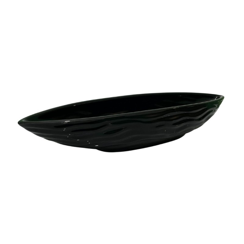 Vaso Centrotavola Porcellana Barchetta Nero cm 40x13 | RagStore