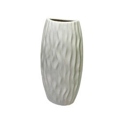 Vaso porta fiori Garupa in porcellana bianca con effetto dune sabbia