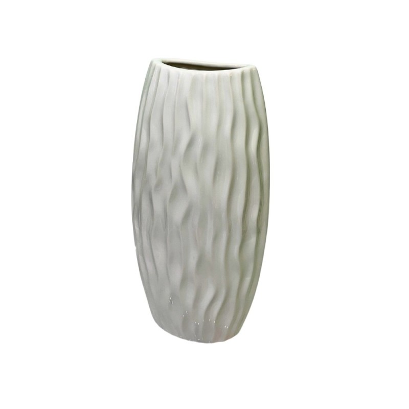 Vaso porta fiori Garupa in porcellana bianca con effetto dune sabbia