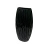 Vaso porta fiori in porcellana nero con effetto onde esterno