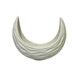 Vaso in porcellana bianca a forma di Luna con effetto esterno onde di sabbia