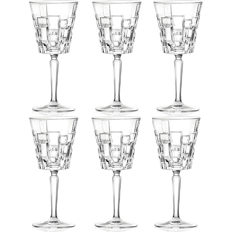 Set di 6 calici in vetro eco cristallo RCR Etna da 28 cl per vino e acqua