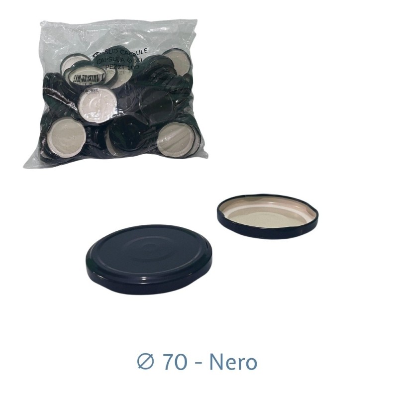 Tappi Barattoli Ø 70 Clip – Confezione 100 pz Verdine/Oro/Argento/Nero