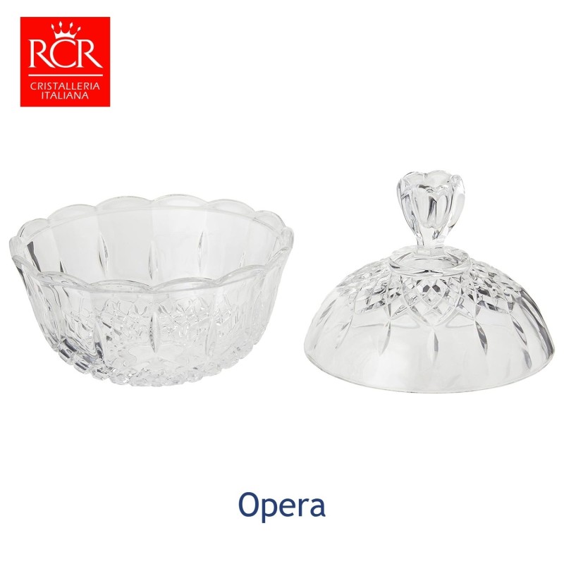 Cofanetto con coperchio porta caramelle realizzato in cristallo modello Opera RCR