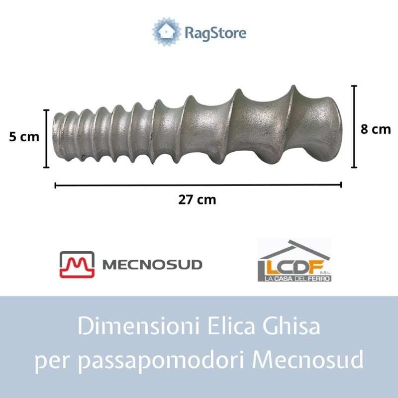 Dimensioni dell'elisa senza fine per il passa pomodoro banchetto e su base mecnosud