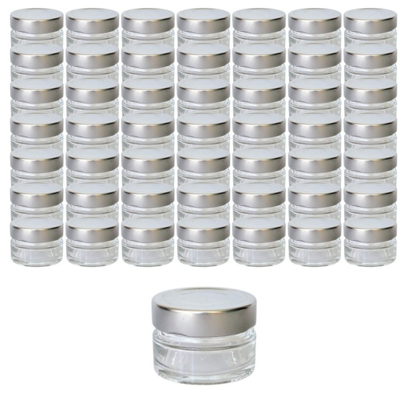 kit 50 mini barattoli in vetro per salsa, spezie e creme viso da 67 ml complete di tappo