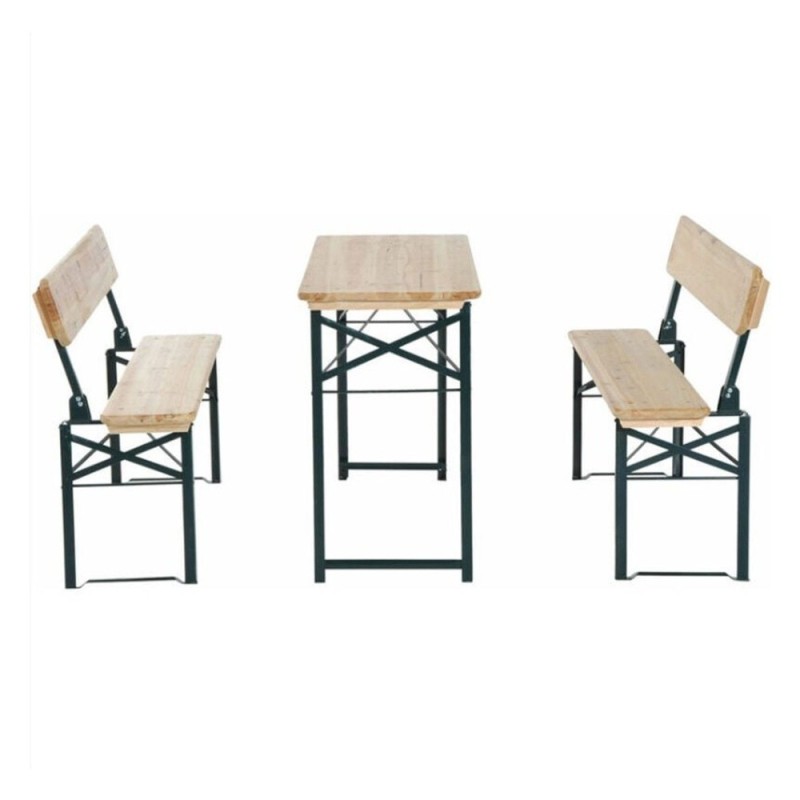 kit tavolo più panchine da birreria con schienale cm 115x60x76